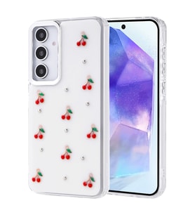 Samsung Galaxy A35 Uyumlu Kılıf Airbag Tasarımlı Simli Şeffaf Zore Kutup Kapak (Kırmızı)