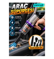 22.000 Pa Şarjlı Araç Süpürgesi 9000 mAh – 220W Turbo Güç, HEPA Filtre ve Aparat Seti