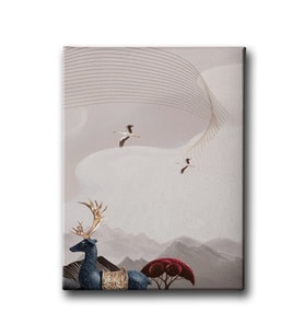 Leylekli Geyikli Canvas Tablo MİND444
