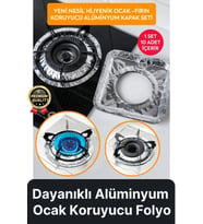 Çok Amaçlı Pratik Leke Önleyici Isıya Dayanıklı Yıkanabilir Alüminyum Ocak Koruyucu Folyo - 10 Adet