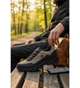 Enoch Erkek Vizon Siyah Waterproof Outdoor Trekking ve Doğa Yürüyüş Ayakkabısı