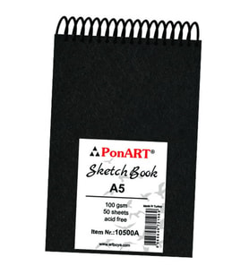 Ponart Skecth Book 100 gr A5 50 Yaprak (Üstten Spiralli) 
