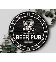 BK Gift Barlara Özel Dekoratif Siyah Ahşap Duvar Saati 35cm-27 , Bar Duvar Saati , Cafe Duvar Saati , Özel Ahşap Saat