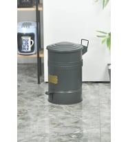 Pedallı Metal Galvaniz Mutfak Banyo Kapaklı Çöp Kovası 16 Lt Antrasit