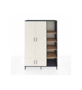 Hyperion Dolap 6 Raflı 4 Kapaklı Tek Askılı 132x44x195 Antrasit-Aytaşı/Çam