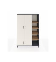 Hyperion Dolap 6 Raflı 4 Kapaklı Tek Askılı 132x44x195 Antrasit-Aytaşı/Çam