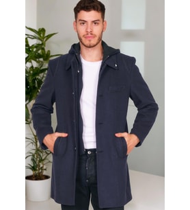 PLT8335 DEWBERRY ERKEK PALTO-KOYU DESENLİ LACİVERT