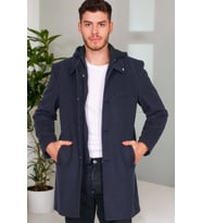 PLT8335 DEWBERRY ERKEK PALTO-KOYU DESENLİ LACİVERT