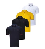 DÖRTLÜ SET T8586 DEWBERRY ERKEK T-SHIRT-SİYAH-BEYAZ-LACİVERT-SARI