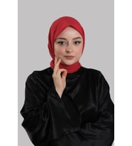 Kırmızı Düz Klasik Eşarp İtalyan Dikişli Pamuk Caz Sade 202210_31