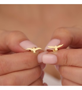 Vaoov 925 Ayar Gümüş Kırlangıç Küpe (Gold)