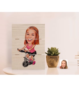 BK Gift Kişiye Özel Kadın Fitness Sporcusu Karikatürlü Otantik Masaüstü Ahşap Palet Çerçeve-1 (Beyaz)