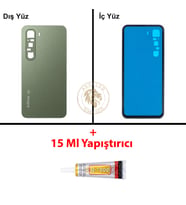 Infinix Hot 60 Yeşil Uyumlu Arka Kapak + B7000 Yapıştırıcı Arka Cam Batarya Pil Kapağı Lazer Kesim