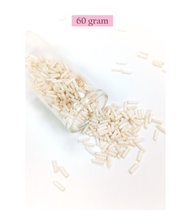 Uzun Boru Kesme Boncuk Çap 2mm Uzunluk 10 mm - 60 Gram - Açık Krem - BNC298