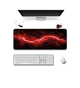 SonicTouch Klavye Mousepad 40x90cm Dikişsiz Pürüzsüz Sıvı Geçirmez Kaymaz Taban Kızıl Akım