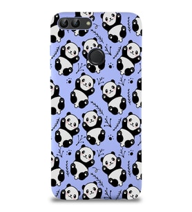 Huawei P Smart Uyumlu Lansman Kılıf Panda Tasarımlı İçi Kadife Kapak-Lila (Şeffaf)