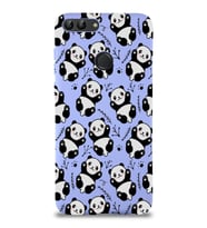 Huawei P Smart Uyumlu Lansman Kılıf Panda Tasarımlı İçi Kadife Kapak-Lila (Şeffaf)