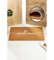 Beyaz Welcome Yazılı Kapı Önü Paspası Koko Paspas Kıl Paspas Dış Kapı Paspası Giriş Ev Paspası