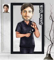 Kişiye Özel 3D  Ahşap Tablo Dişci Doktor Erkek 30x40 -4