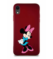 Apple iPhone XR Soft Premier Kapak Minnie Mouse-F Tasarımlı Silikon Kılıf - Mürdüm (Şeffaf)