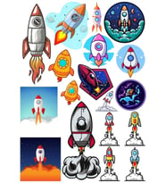 Uzay Aracı Sticker Set 4 16 Parça Telefon, Tablet, Defter, Laptop Sticker