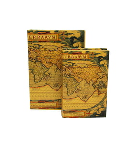 Kutu Kitap Harita 2'li Set Dekoratif Hediyelik