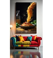 SOSLU SPAGETTİ V2 Ev Duvar Salon Güzellik Salonu Ofis Dükkan Dekarasyon Kanvas Tablo (Çok Renkli)