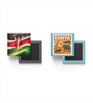 Buzdolap Magnetleri - Kenya Bayrağı ve Nairobi Posta Pulu Tema - 2'li Set Magneti