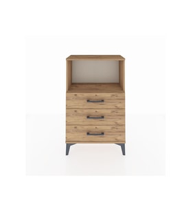 Arges Komodin Tek Raflı 3 Çekmeceli 60x30x96 Çam-Çam