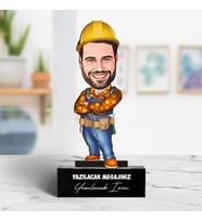 Kişiye Özel Yakışıklı Mühendis Karikatürlü Biblo