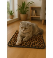 Yumuşak Dokulu Peluş Kedi Halısı 40x40 cm Kulübe İçi Pofuduk Minder (Leopar)