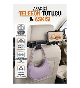 Ayarlanabilir Araç Telefon Tutucu ve Koltuk Başlığı Askısı – Pratik Araç İçi Kullanım