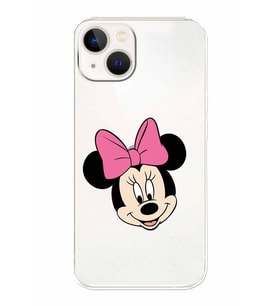 Apple iPhone 13 Mini Uyumlu Kamera Korumalı Tıpalı Kapak Minnie Mouse TasarımlıŞeffaf Kılıf
