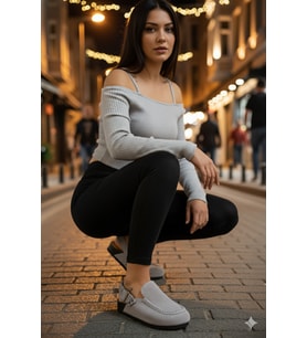 Manijero Alba Premium MNR.010.06 Kadın Açık Gri Günlük Hakiki Deri Önü Kapalı Terlik