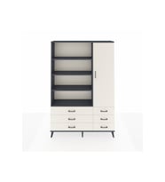 Arges Gardrop 8 Raflı 6 Çekmeceli Tek Kapaklı  132x30x195 Antrasit-Aytaşı