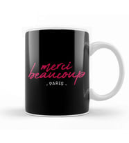 French Slogan Merci Beaucoup Kupa Bardak Porselen
