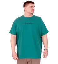 Mode XL Büyük Beden Erkek T-Shirt Bisiklet Yaka FREEDOM U25033 Nefti
