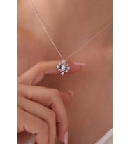 Gümüş Opal Taşlı Ay Motifli Mistik Kolye - 925 Ayar Gümüş Kolye