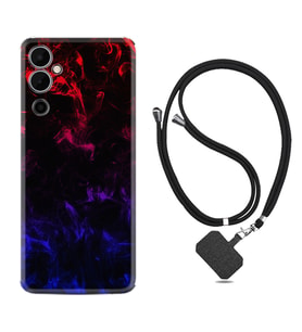 Tecno Pova Neo 2 Kılıf Silikon Boyun Askılı İpli Desenli Silikon Blue Red Fire 1637