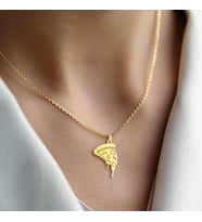 Kişiye Özel 925 Ayar Gümüş Minimal Pizza Dilimi Kolye (Gold)