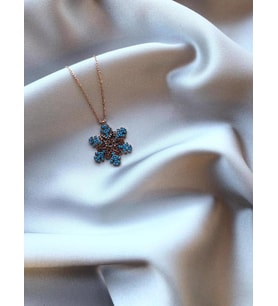 Rose Kaplama Renkli Kristal Gümüş Kolye (Karışık)