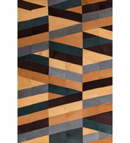 Patchwork Renkli Hakiki Deri Halı (Sarı)