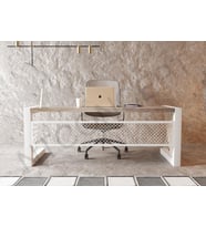 Ntconcept Alfa Eskitme Beyaz Renk Masif Ağaç Ofis ve Çalışma Masası