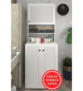 Kenzlife membran çamaşır makinesi dolabı kasparov byzbyz panjur 180*066*55-20 mebran kapak suntalam gövde banyo kapaklı arkalıksız (Beyaz-Gri)
