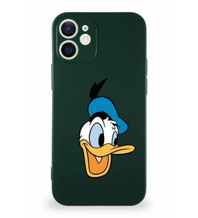Apple iPhone 12 Soft Premier Kapak Donald Duck-A Tasarımlı Silikon Kılıf - Yeşil (Şeffaf)