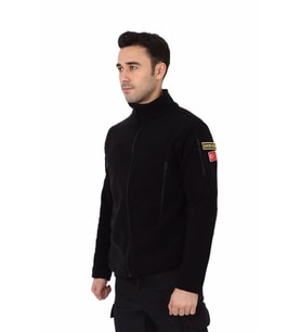 Erkek Siyah Taktik Polar Hırka - Outdoor Polis Poları