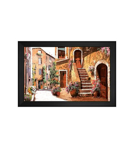Manzara Temalı Kanvas Tablo 80 x 110 cm Siyah Çerçeve