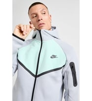 Nike Tech Fleece Mix Full Zip Windrunner Hoodie Kapüşonlu Unisex Sweatshirt Gri-Yeşil