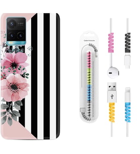 Vivo Y11S Y21S Y20 Y20S Y70 Kılıf Kablo Koruma Spiral Silikon Flowers 4 1390