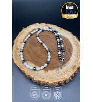 Erkek İnci Kolye Doğal Hematit Taşlı Çelik Aparatlı İnci Kolye
